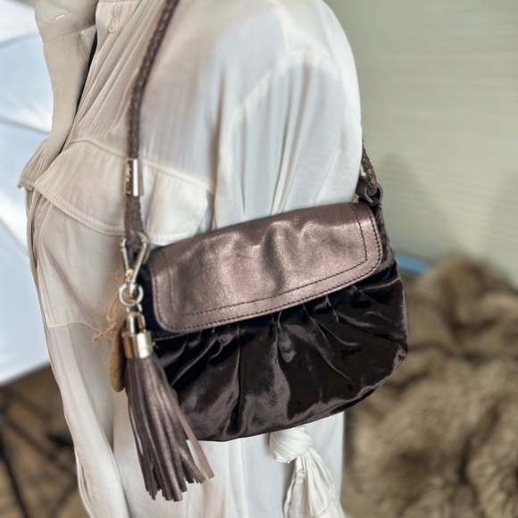 Charles David Brown Velvet Evening Bag with Sparkly Tassle - Picture 2 of 8